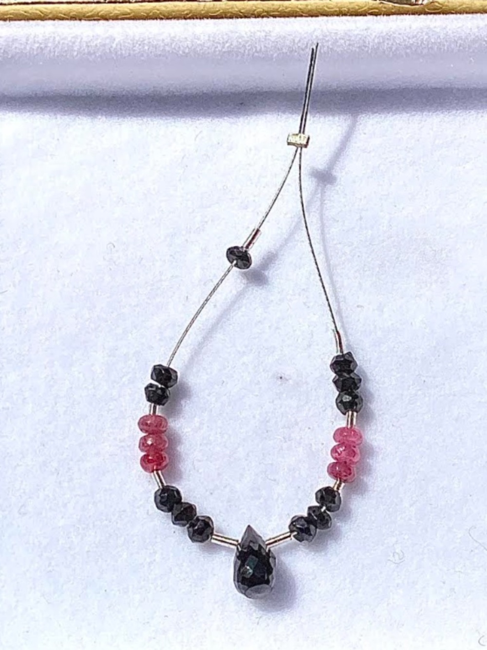 Set of Ruby and Onyx Beads, NWT, Drilled